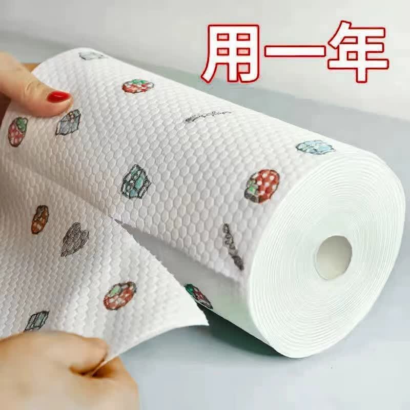 【精选】加厚厨房用纸厨房纸纸纸巾一次性懒人抹布洗碗布干湿 特厚可水洗懒人抹布-印花款-50片装