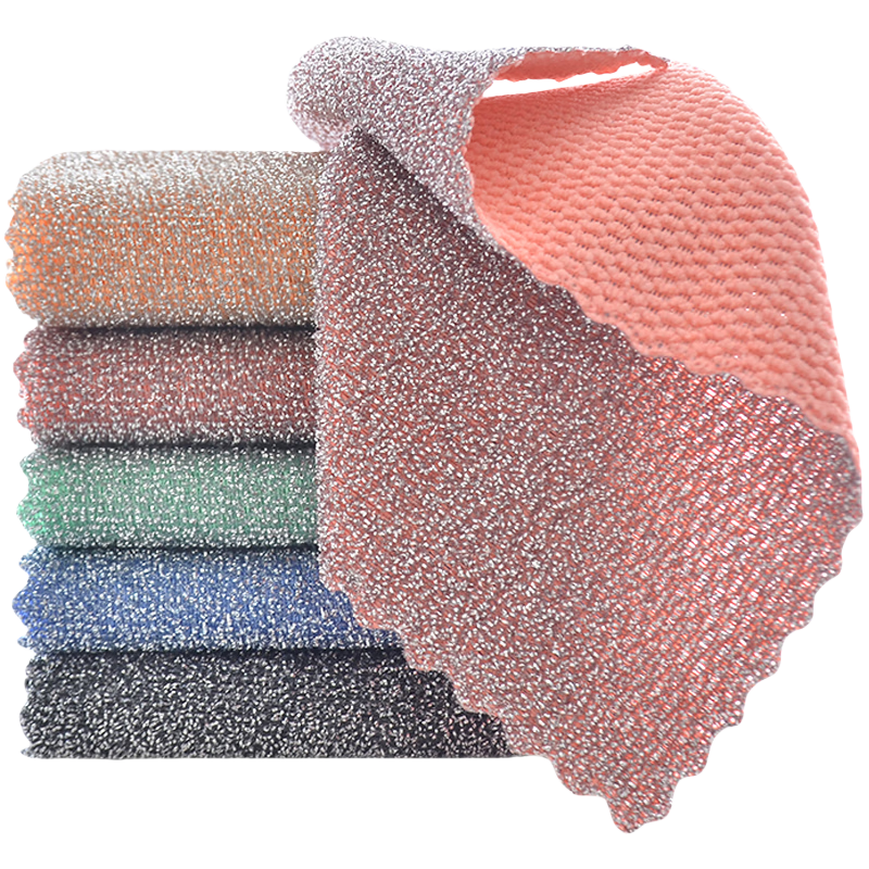 星坊 超细纤维银丝抹布25*25cm*5条清洁厨房洗碗布洗锅清洗去污百洁布