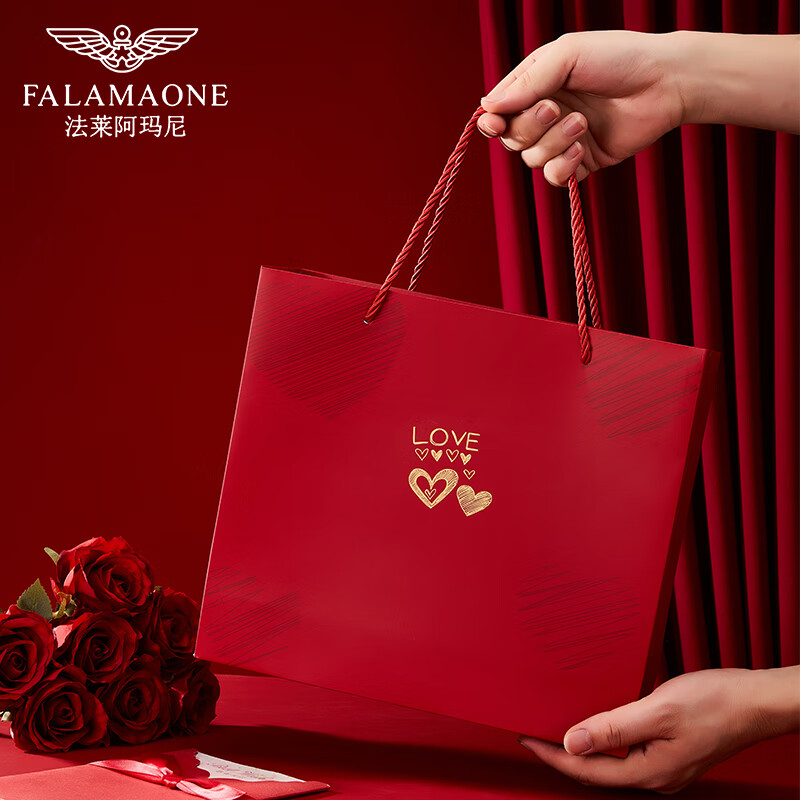 FALAMAONE法莱阿玛尼皮带男牛皮自动扣高档腰带新款真皮裤带生日礼物送男友 【红色爱心礼盒】PD80939百搭枪色 105cm -140cm默认随机发货（可修剪）