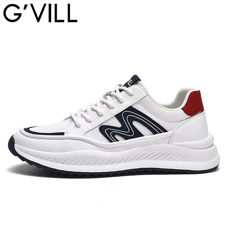 贵之步春秋2026新款男士厚底增高运动鞋阿甘风软底防滑耐磨百搭休闲鞋 白蓝 四季款（G1601） 42