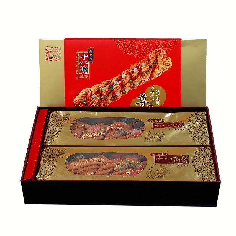 桂發(fā)祥十八街麻花正宗1kg尊品雙支超大號(hào)天津大個(gè)麻花特產(chǎn)送禮盒 [有面]500g2支尊品禮盒+配禮袋