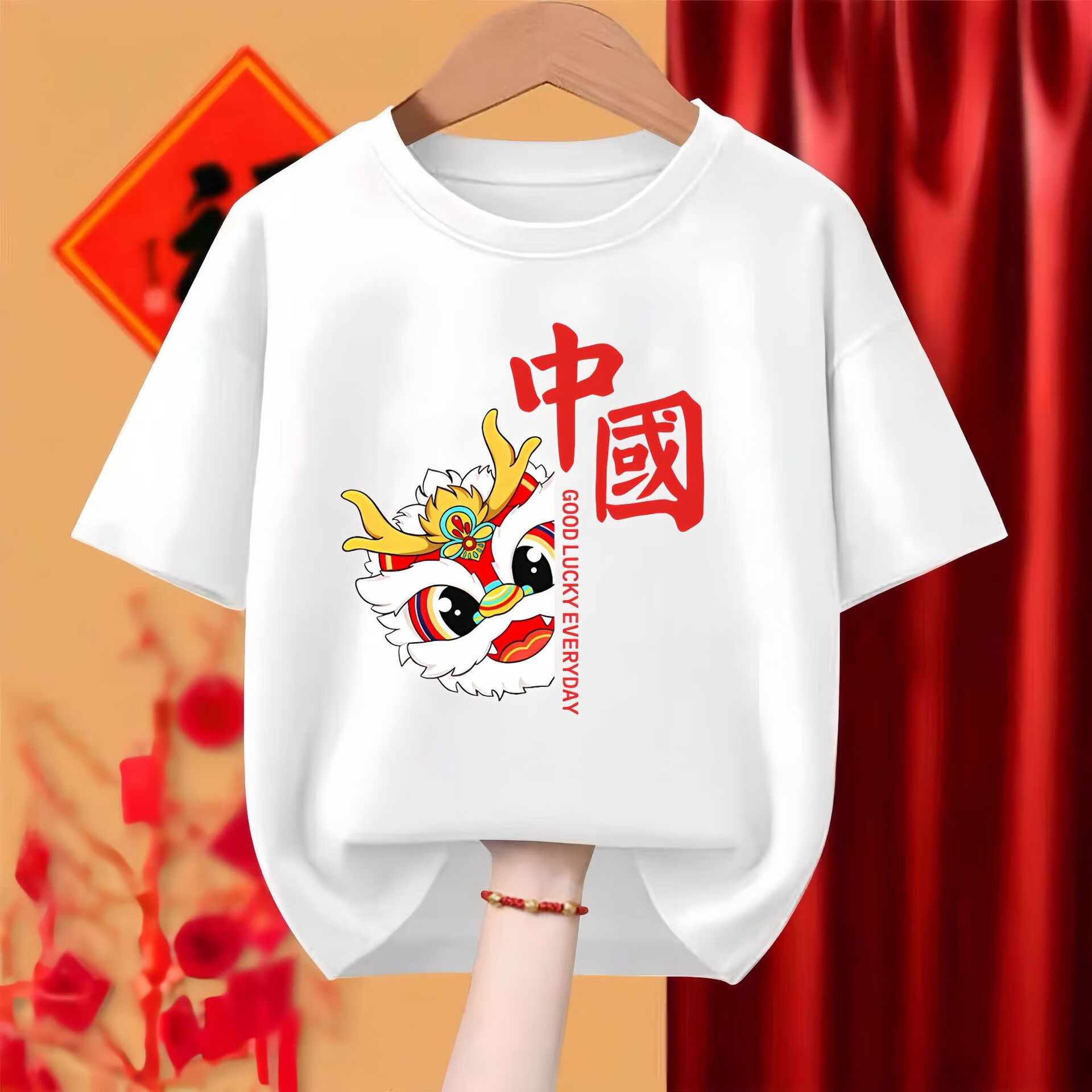 十一国庆节我爱中国红色国潮大合唱演出服纯棉短袖爱国t恤定制 中国熊猫龙腾-白色 5XL (185-200斤)