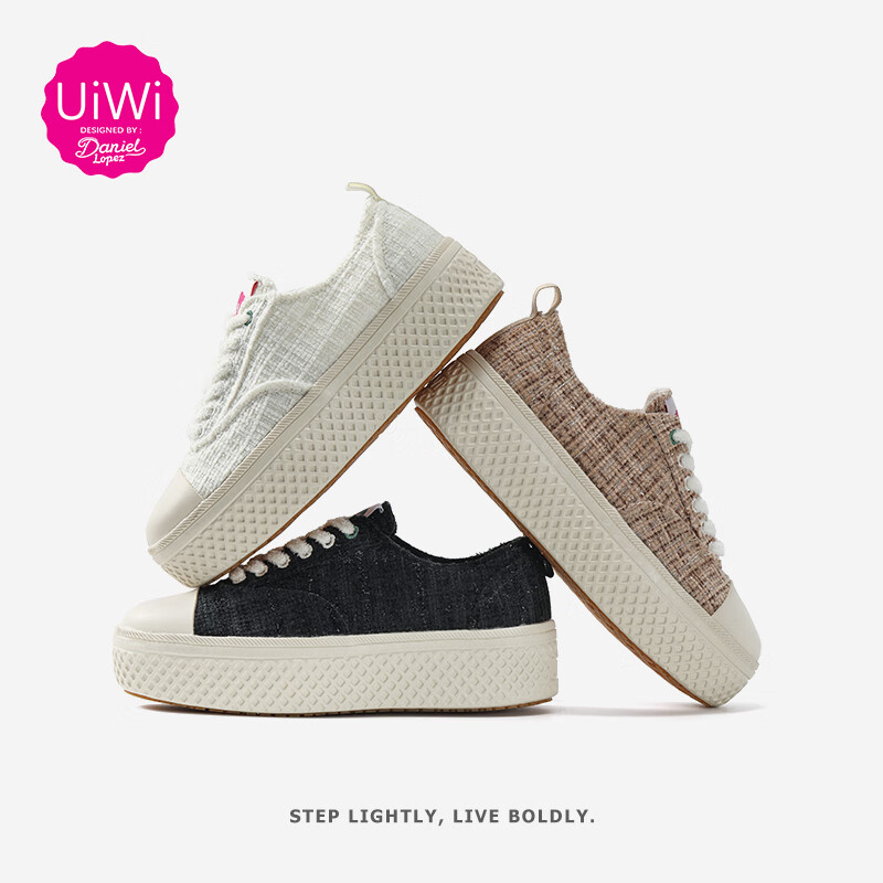 UIWI 西班牙品牌小香风板鞋女新款透气高颜值厚底休闲鞋轻奢增高女鞋 小香风黑U875 40 （请拍大一码）