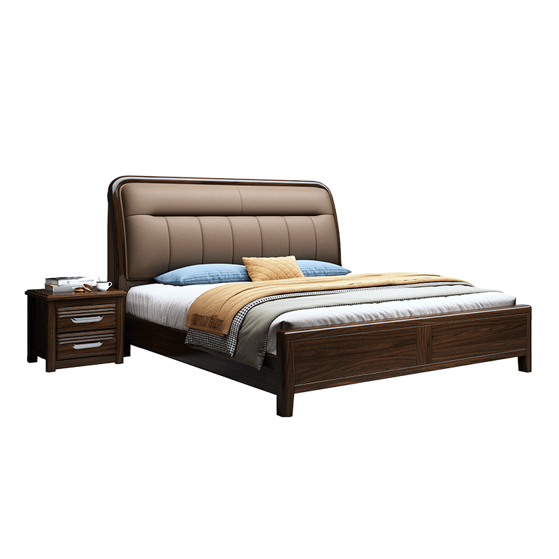 卡諾芬(kanuofen)金絲檀木實(shí)木床雙人床1.8米主臥大床新中式軟靠?jī)?chǔ)物婚床家具1.5米 實(shí)木床+純手工棕墊 1800*2000mm全開氣壓款