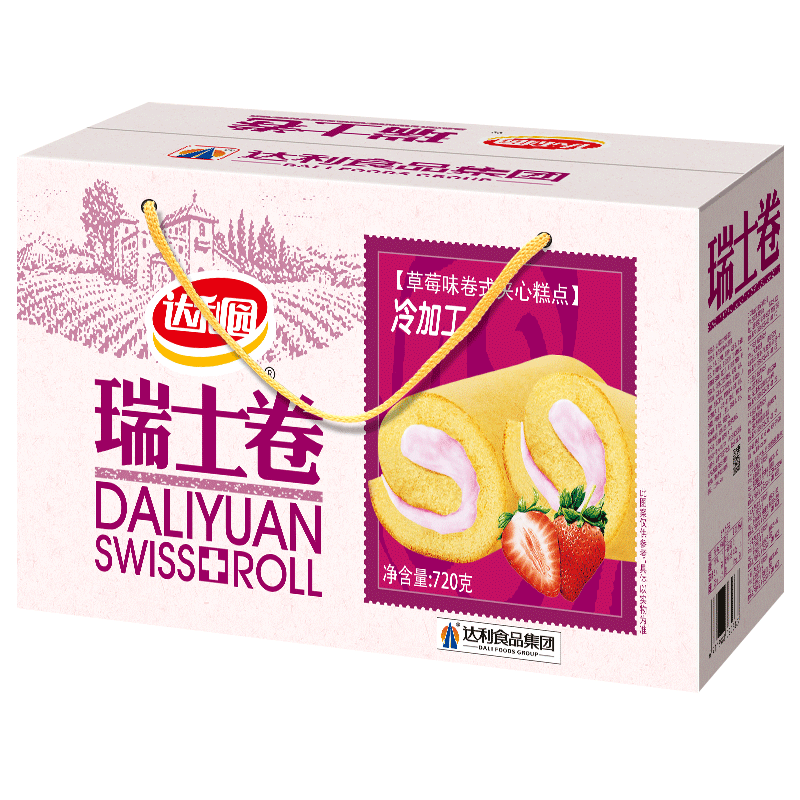 达利园瑞士卷草莓味720g礼盒装面包解馋休闲零食早餐(新老包装随机发货)