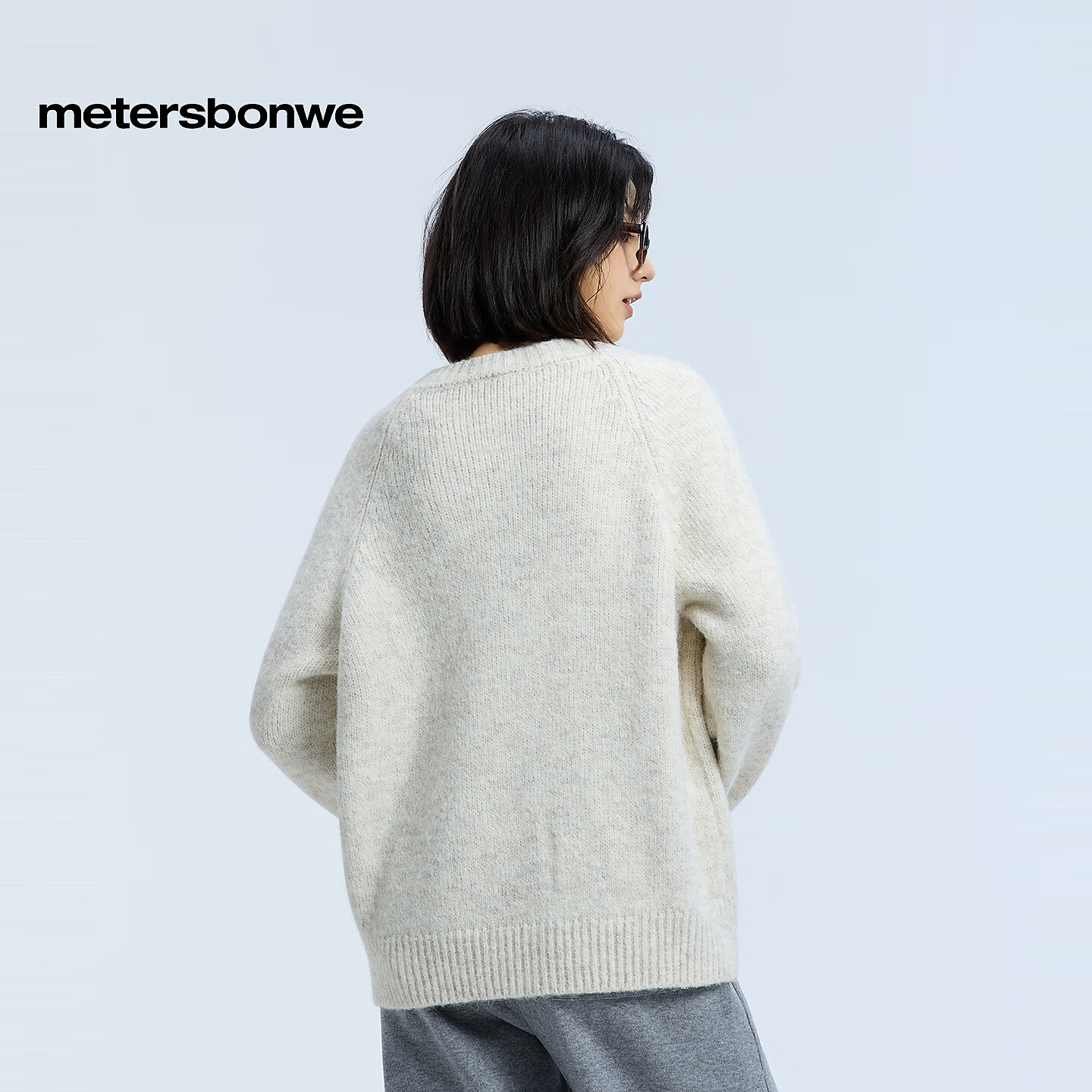 美特斯邦威毛衣女新款休闲针织毛开衫外套韩系保暖上衣 纸莎草白 L 165/88A