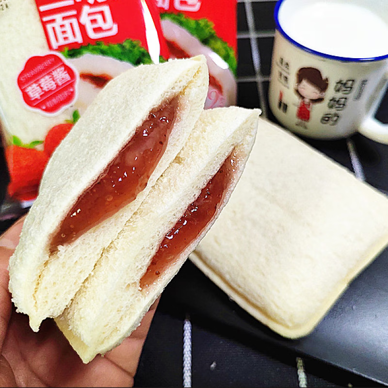 桃李面包口袋三明治面包115g4袋草莓酱夹心面包早餐点心115g 草莓酱