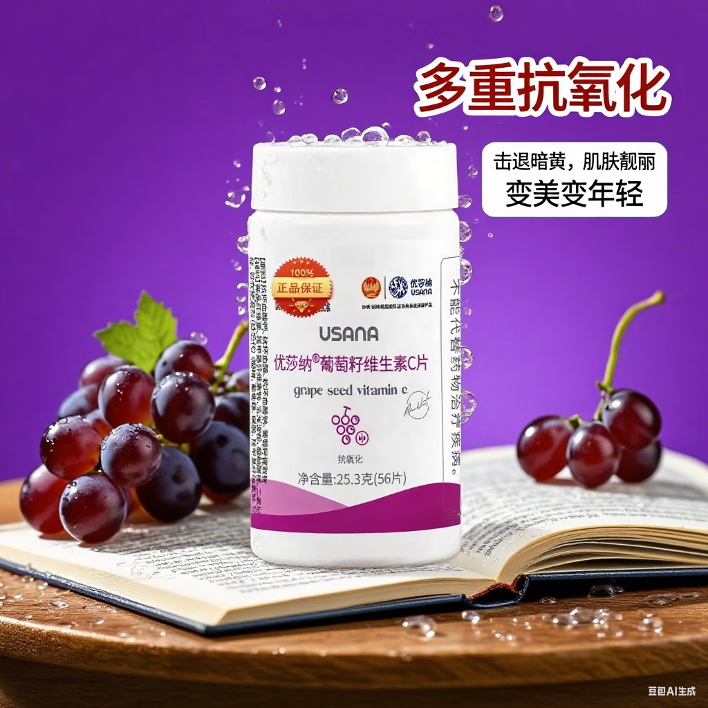 优莎纳葡萄籽维生素C片56片/瓶 USANA葆婴葡萄籽精华花青素抗氧化 正品