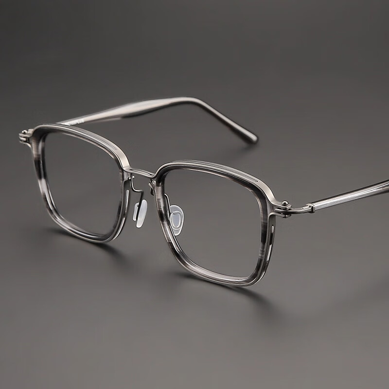 木川加大加宽大头围近视眼镜男士复古纯钛170mm大脸镜框可配度数 黑色【总宽170-适合大头围】 单镜框