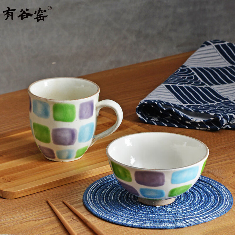 有谷窑日本进口土物轻量杯日式马克杯水杯陶瓷杯办公家用陶瓷釉下彩水杯 土物轻量8.3cm杯 哈罗兔红