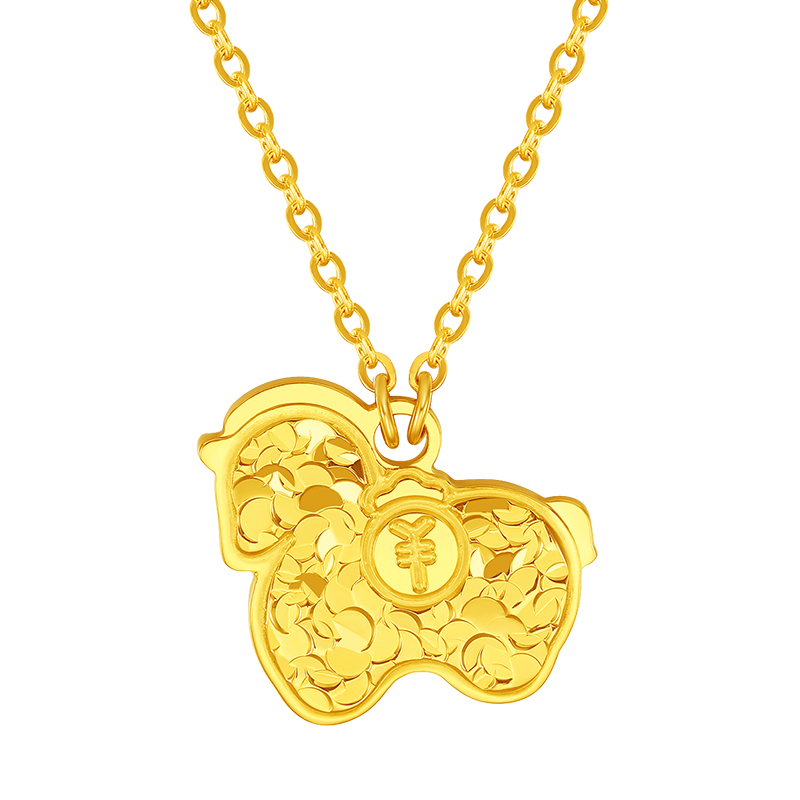 周六福金彩驹黄金项链女生肖马本命年吊坠计价A0615533 约4g 40+5cm礼物