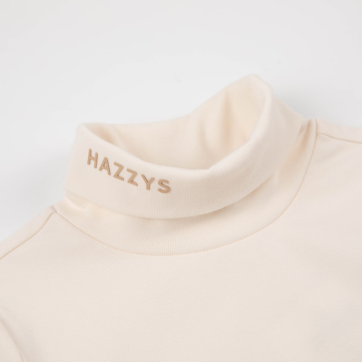 哈吉斯（HAZZYS）男童女童打底衫2025秋季新款高领弹力简约长袖 米白色 160