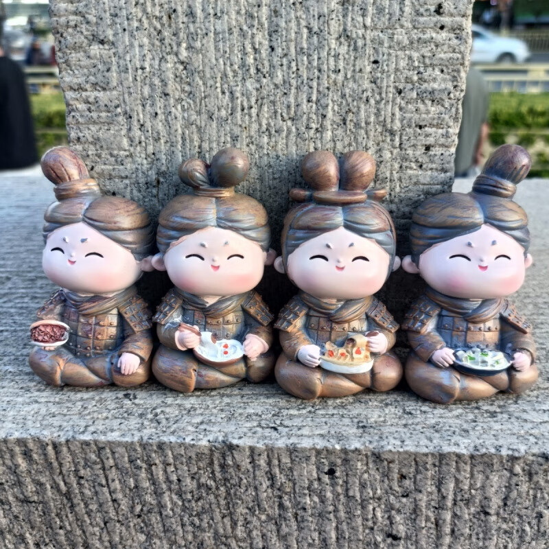 宰搂兵马俑冰箱贴 西安文创卡通兵马俑冰箱贴秦始皇陵博物馆同 兵马俑吃肉夹馍+彩盒+西安贴纸