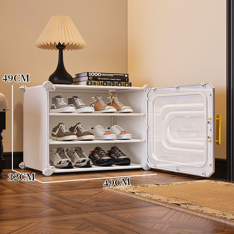 良品主义2025新款鞋柜收纳柜一体靠墙家用室内好看多层入户门口小窄鞋架子 加厚1列3层白-6双大码鞋