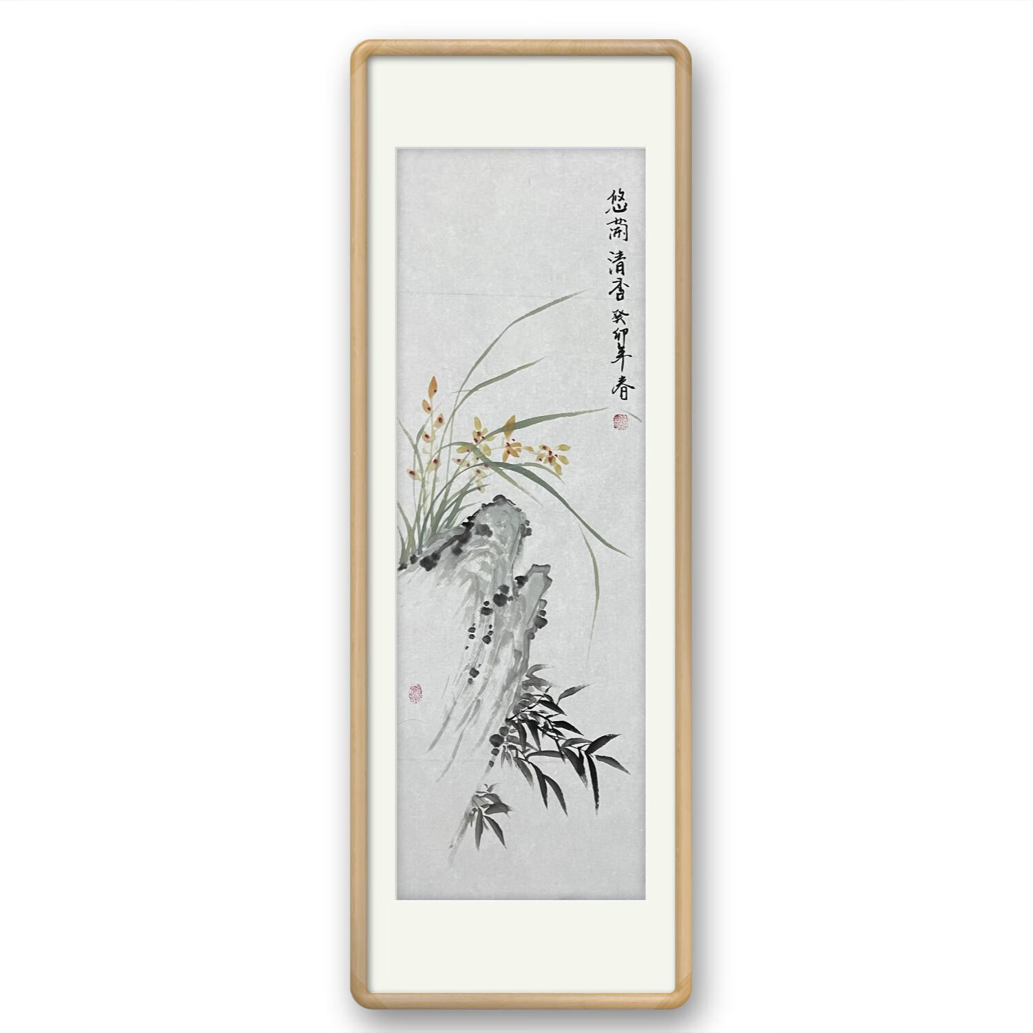 znmw国画兰花竹子字画书画纯手绘真迹客厅写意花鸟画定制挂画卷轴画