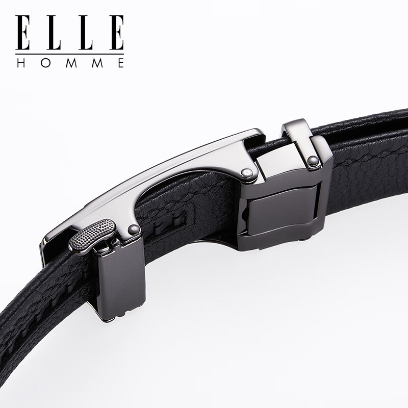 ELLE HOMME法国男士皮带男头层牛皮男士腰带真皮自动扣生日礼物送男友老公 【专柜礼盒】902081枪色磨砂 110cm 150斤内适用(其他尺码请联系客服)