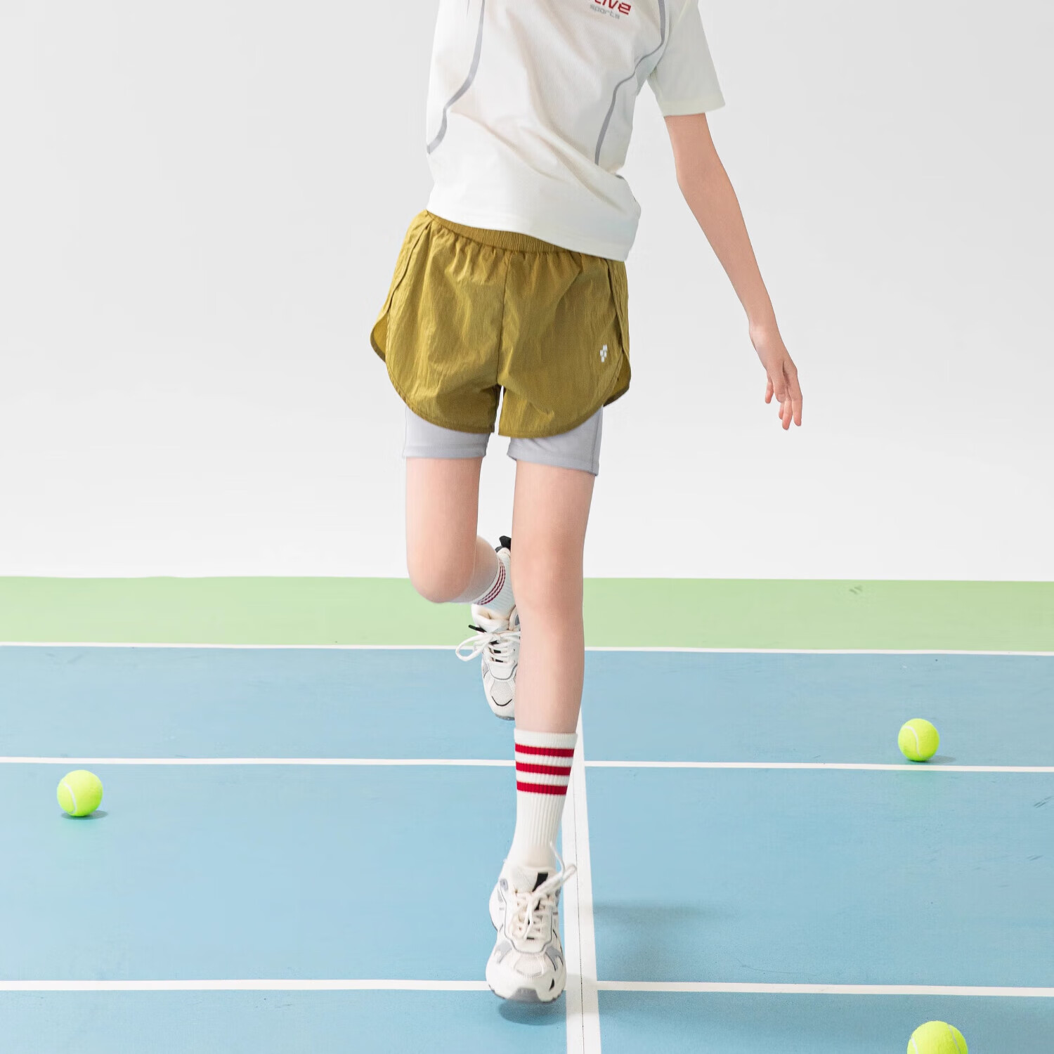 FUN ACTIVE女童短裤2025夏季新款速干弹力儿童假两件休闲运动裤
