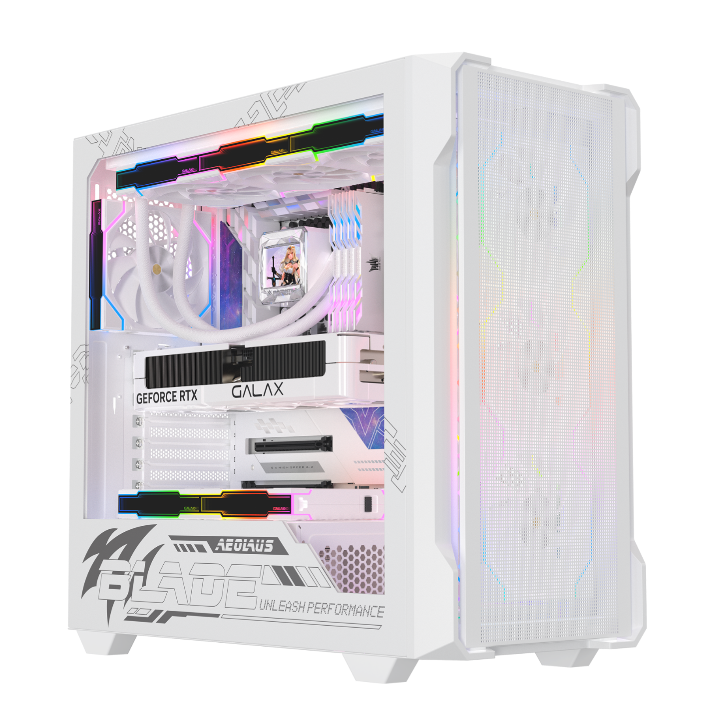 影驰风刃游戏办公台式电脑机箱白色（ATX/TYPE-C/快拆/兼容背插主板/显卡竖装/一体式跳线/零件盒）