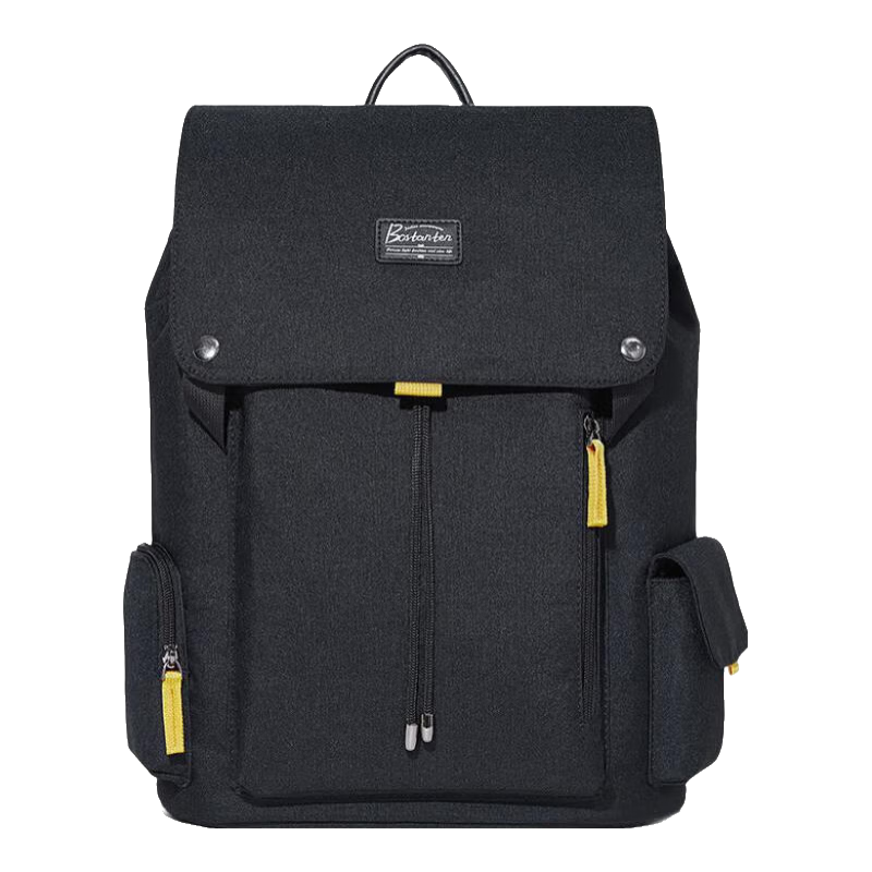 波斯丹頓(BOSTANTEN)男士雙肩包學(xué)生書(shū)包潮流出差旅游背包大容量筆記本電腦包女 曜石黑-可放18英寸以?xún)入娔X