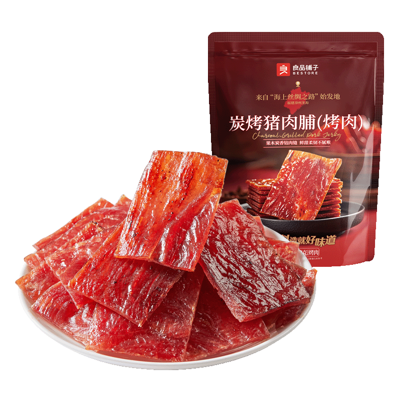 良品鋪?zhàn)?炭烤豬肉脯(烤肉) 300g   高蛋白肉脯肉干肉脯休閑零食