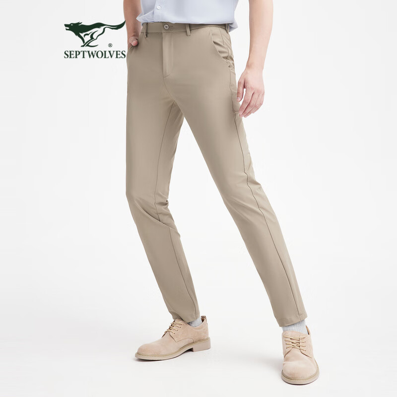 七匹狼【冰肌凉感+易打理】休闲裤男裤新款休闲薄款无褶弹力长裤子男 701(卡其)2025 32 A