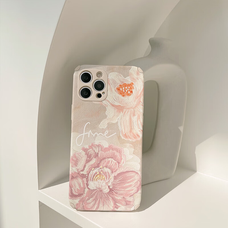【甄选】复古大花朵iPhone13苹果14promax手机壳XR适用12小羊皮11 皮纹温柔大花 X/Xs