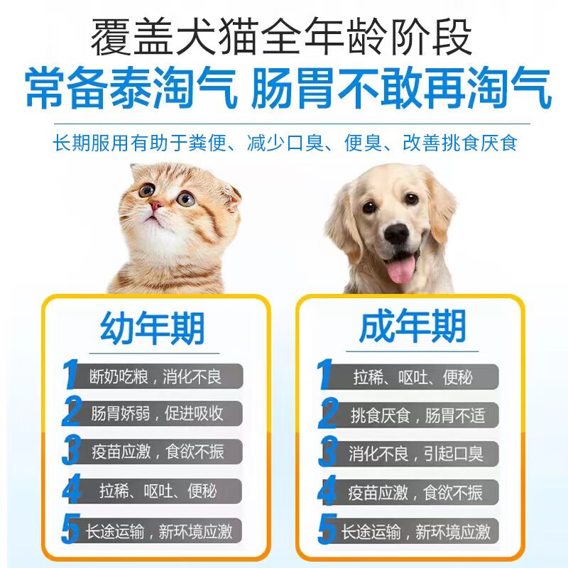 【顺丰冷藏发货】泰淘气益生菌兽药猫狗调理肠胃幼犬猫腹泻呕吐拉 泰淘气益生菌5支拆售 5支*5支