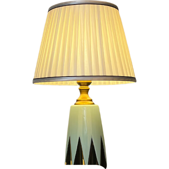 尚美瑞（SUNMERIT）美式簡(jiǎn)約復古陶瓷臺燈床頭燈客廳裝飾北歐綠 TC07米黃折布 按鈕開(kāi)關(guān)