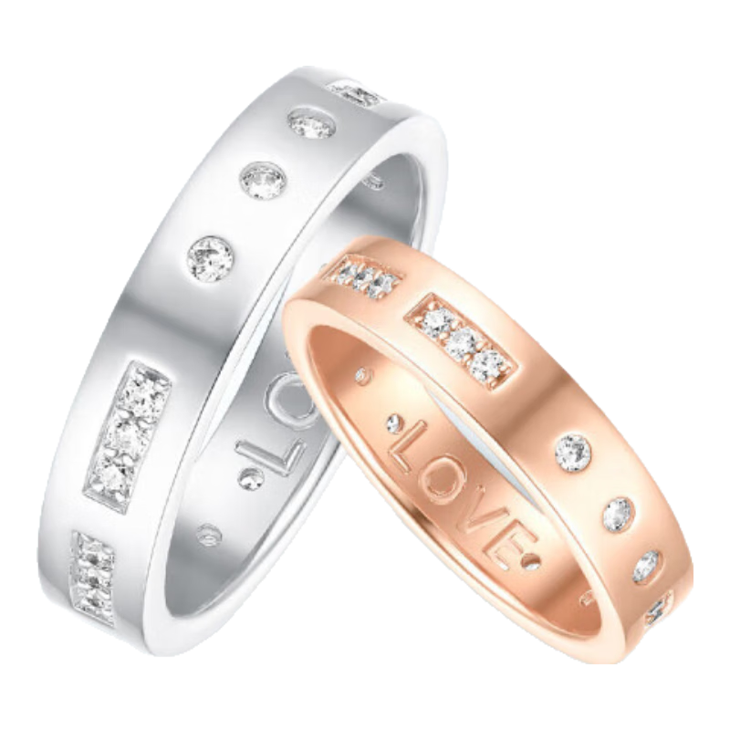 APM Monaco[明星同款]LOVE摩斯密碼戒指素圈925銀 對戒 情人節(jié)禮物