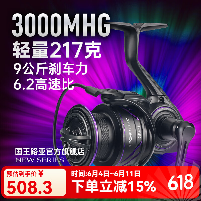 國王路亞泰格曼PRO全金屬路亞遠投紡車輪斜口輕量化5速6速紡車輪路亞輪 3000MHG-6速比-大物遠投