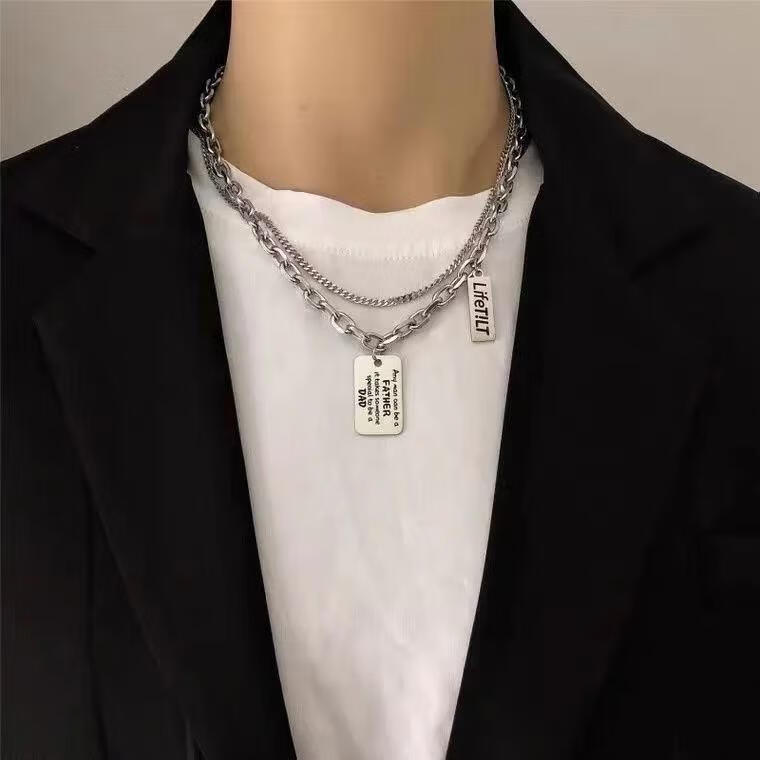 续品男童hiphop配饰儿童宝宝新款项链小男孩女童表演嘻哈街舞走秀潮酷 字母牌叠戴项链