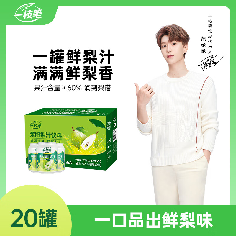 一枝笔莱阳梨汁夏季果汁饮料健康清爽整箱礼盒装批发送礼245ml*20罐