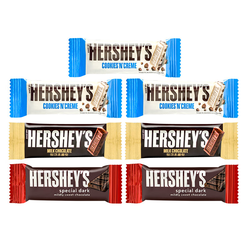 好时kisses巧克力散装7*12.76g大排块牛奶曲奇白巧婚庆喜糖果礼物 好时12.76g大排块混合口味 kisses好时排块