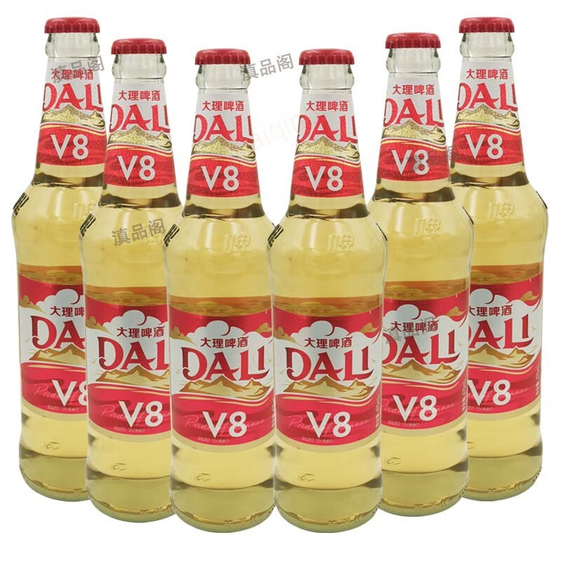 大理v8啤酒 淡啤 云南特产 大瓶装 整箱470mx12瓶 红色