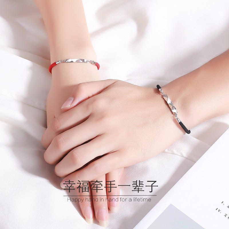 dr graffcarny情侣手链s925银一对学生男女可刻字本命年红绳送男女友