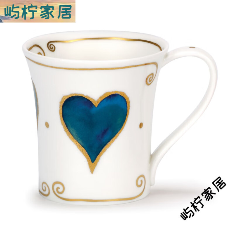 丹儂英國丹儂骨瓷馬克杯陶瓷杯愛心情侶對杯咖啡杯生日禮物22K 藍大愛心杯210ml普通快遞
