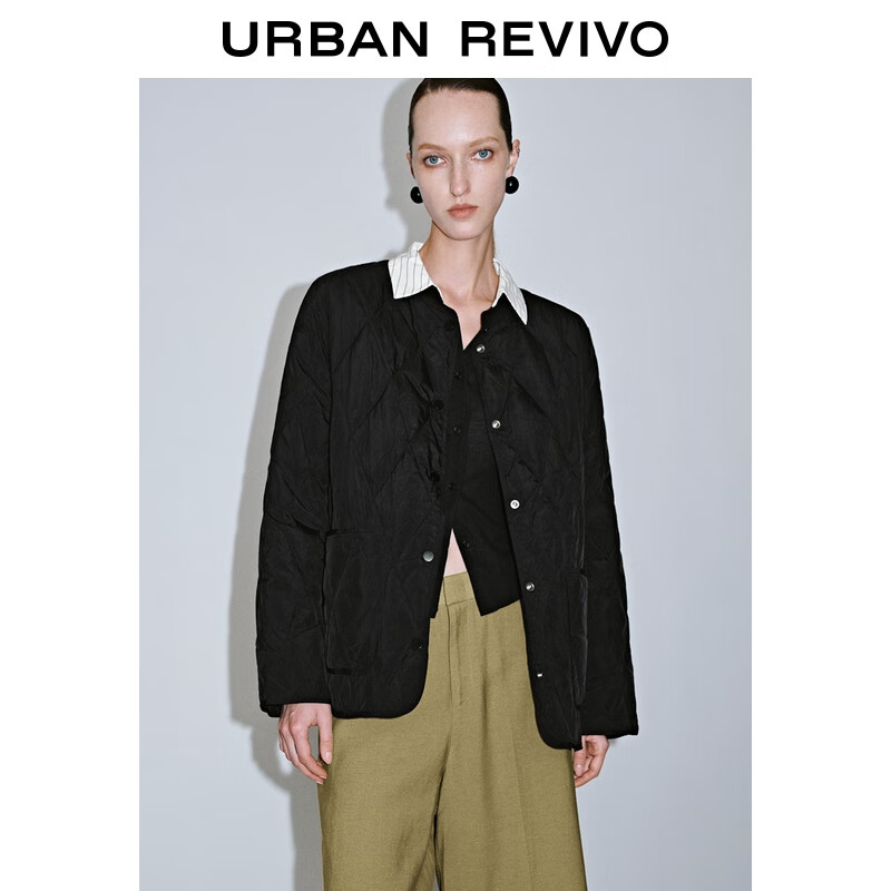 UR2025秋季新款女装气质菱格绗缝对称口袋羽绒服UWM150022+ 正黑 M 246.1元