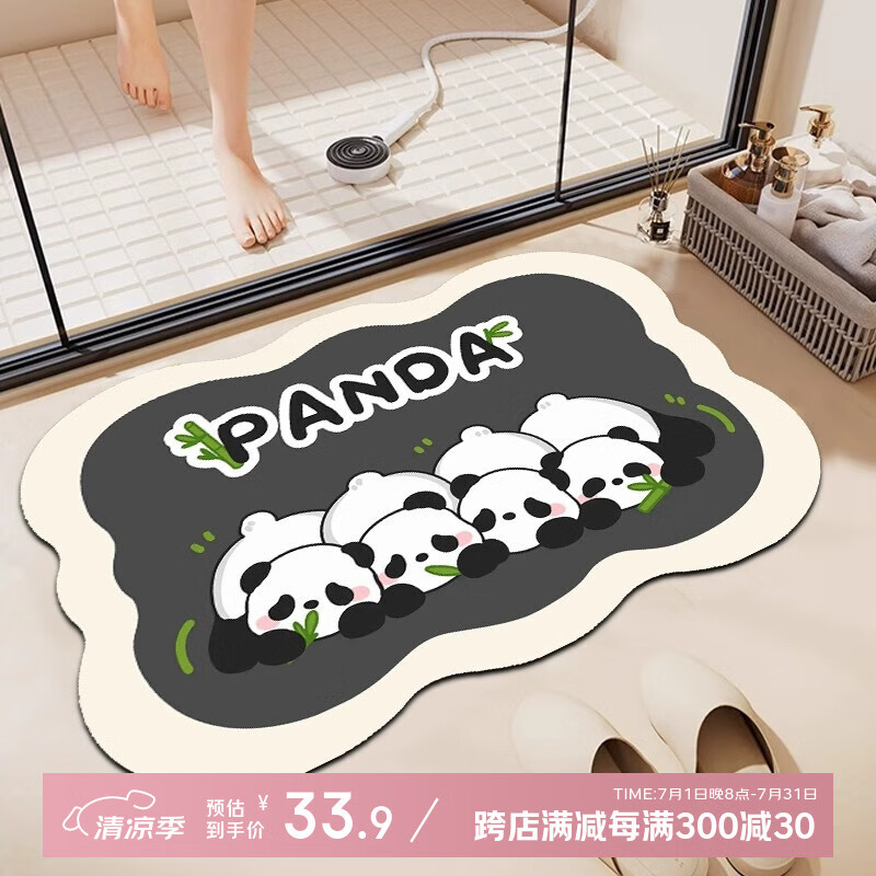 艾杰普浴室地垫脚垫卫生间防滑垫速干吸水地垫门口卫浴家用垫子50x80cm
