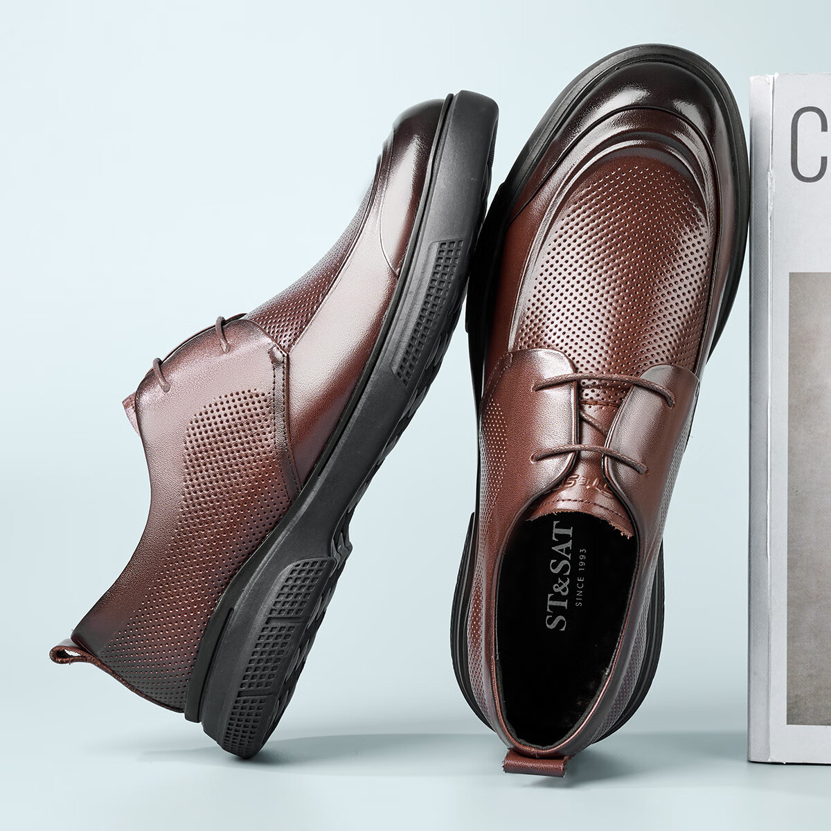 星期六男鞋头层牛皮夏季透气舒适男士英伦商务正装皮鞋通勤休闲皮鞋男