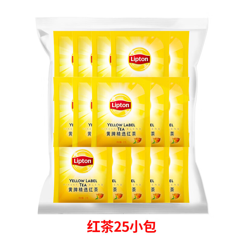 立顿（Lipton）红茶茶包斯里兰卡红茶黄牌精选茶叶袋泡茶100包/盒Lipton 立顿红茶25包(独立包装)【2g*25 200g