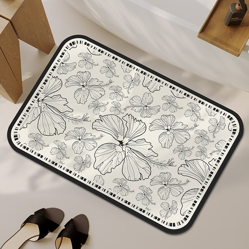 鸿荔达地垫浴室硅藻尼卫浴脚垫厕所垫子防滑吸水洗手间卫生间家用地铺垫 GZN-十里清欢 45×70CM