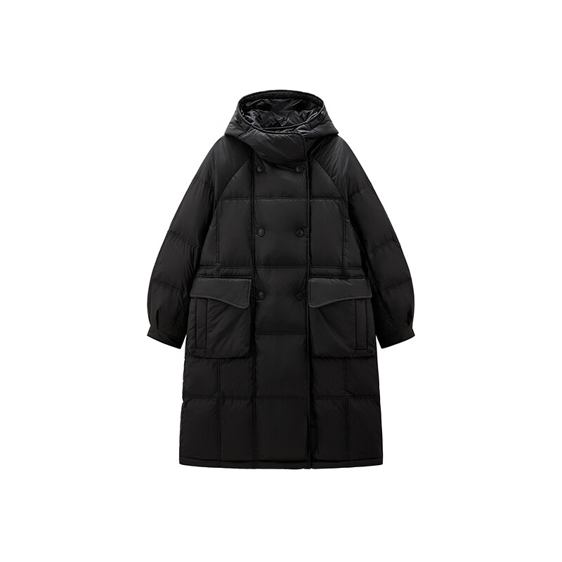 乐町【商场同款】连帽廓形羽绒服冬新款中长款外套C2ACE4531 黑色 M 京东折扣/优惠券