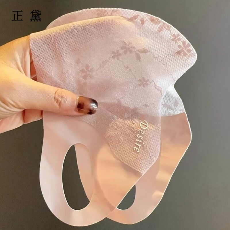 正黛蕾丝立体防晒口罩女2025新款夏季薄款透气遮阳骑行高颜值网纱面罩 粉色