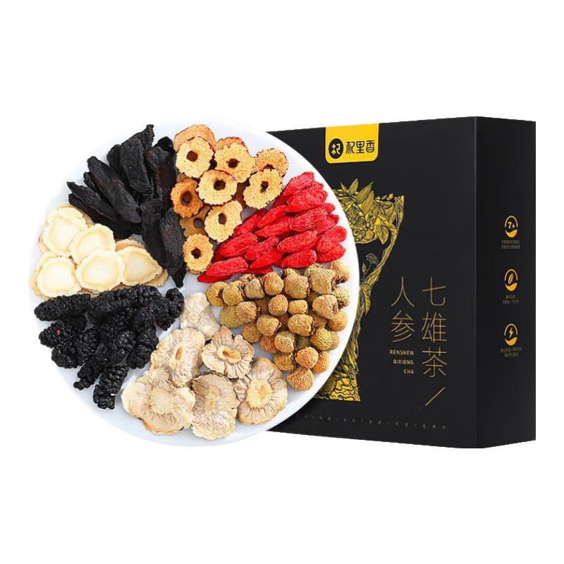 杞里香【壯陽固精】男性茶補(bǔ)腎茶 人參黃精茶五寶茶七雄茶 滋補(bǔ)養(yǎng)生茶 【人參七雄茶】 540g*1盒 /21袋（猛男蛻變）