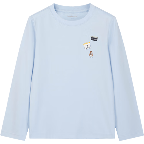 暇步士（Hush Puppies）【云轻棉】童装男女童秋季新款柔软舒适时尚活力色彩圆领衫 冰晶蓝 140 cm