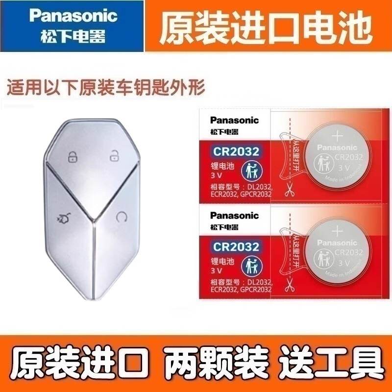 松下比亚迪方程豹5钥匙电池豹5专用豹五豹8豹3汽车遥控器锁匙电磁子 方程豹专用2粒