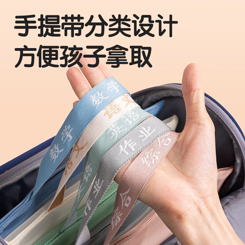 得力(deli)学科袋科目分类袋文件袋透明网纱拉链袋双层大容量小学生用资料书袋试卷收纳袋学生装卷子袋子作业 【单层彩网】加厚学科网纱拉链袋 语数英综作5个