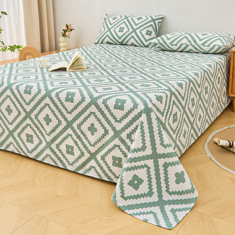 麦琪娜 床单加厚不起球不掉色老粗布床单老粗布凉席子老粗布布料床单 波澜绿 学生床单120*230cm