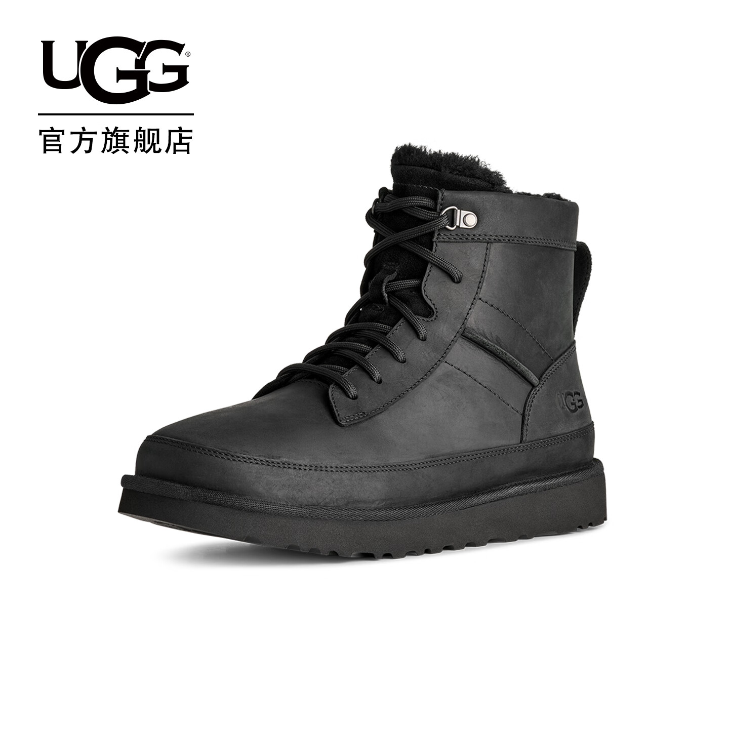 UGG秋季新款男士舒适保暖纯色平底系带圆头短筒时尚休闲靴1174580 BLK | 黑色 42 42码及以下建议正码拍