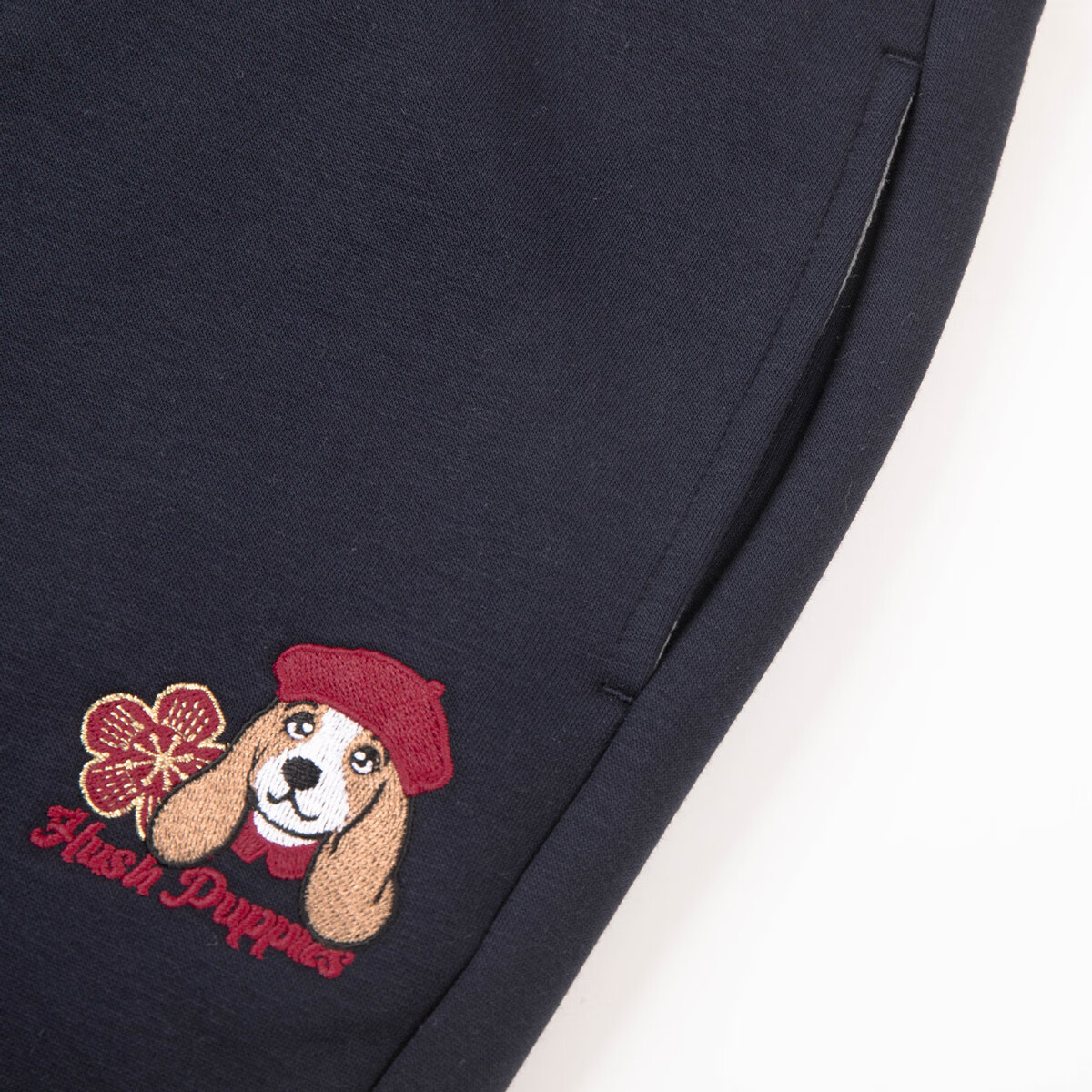 暇步士（Hush Puppies）童装儿童裤子2025冬季新款可爱舒适百搭针织净色一体绒长裤 藏蓝 160 cm